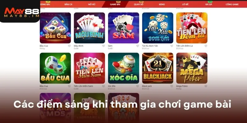 Các điểm sáng khi tham gia chơi game bài MAY88